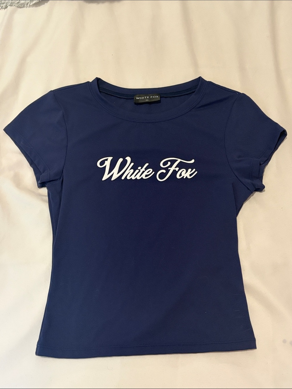 White Fox Boutique Navy Short Sleeve Logo Tee